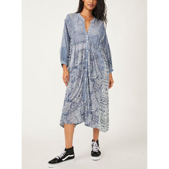 🎉LAST CHANCE🎉 NWT Free People Oh My Maxi Top / Indigo - Picture 3 of 7